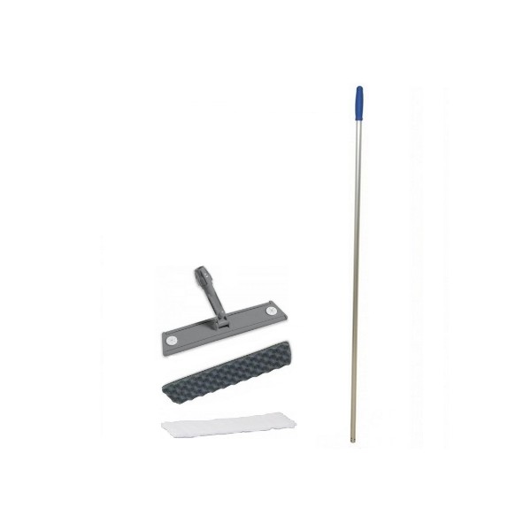 Balai Trapèze Le Plus Entretien | Manche Aluminium 40cm + 2 Mops Microfibre | Nettoyage Sols Efficace